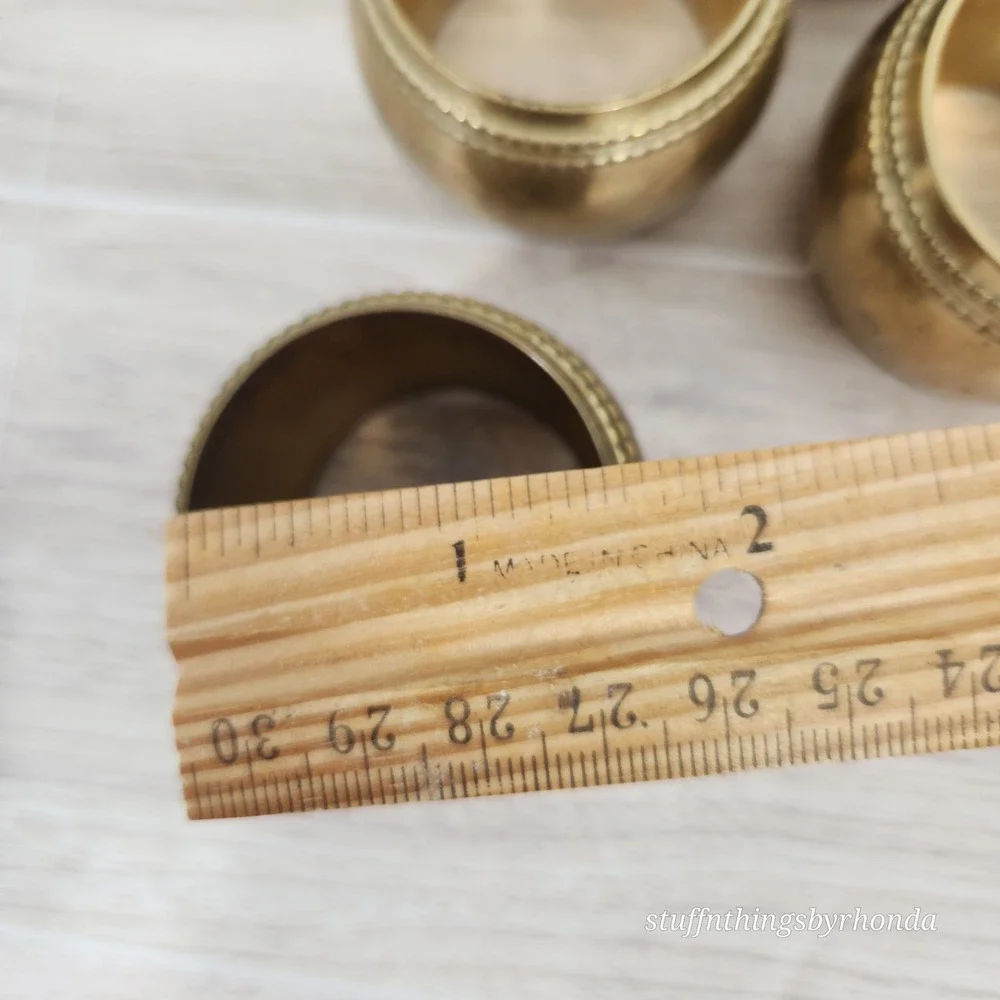 Hammered Brass Napkin Rings Wide Beaded‎ Accent Set Of 4
